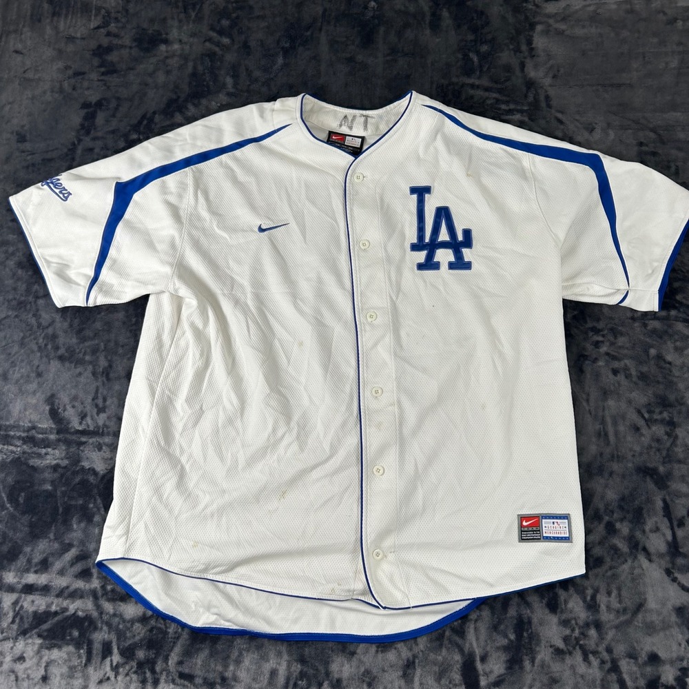 Nike Baseball Jersey‎ Mens XXL White Los Angeles Dodgers MLB Button Front